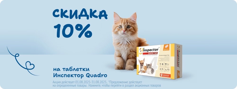 Скидка на таблетки Инспектор Quadro 10%