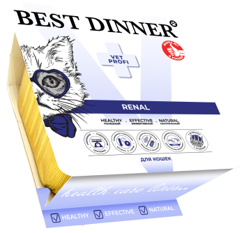 Влажный консервированный корм для кошек Best Dinner (Бэст Диннер) Вет Профи Renal для профилактики заболевания почек Ягненок Паштет Ламистер 100гр