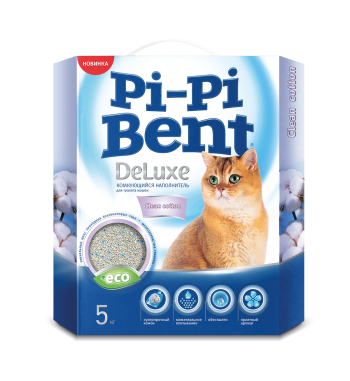 Наполнитель Pi-Pi-Bent (ПиПи Бент) Deluxe Сlean Сotton коробка 5кг