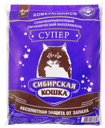 Наполнитель Сибирская кошка Супер комкующийся 20кг