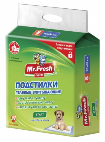 Пеленки для животных Mr. Fresh (Мистер Фреш) Expert Start Приучение к месту 90*60 8шт