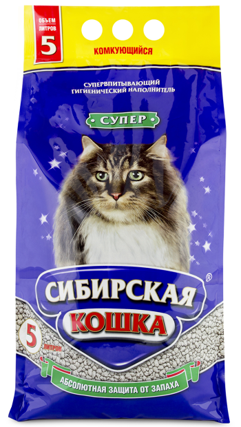 Наполнитель Сибирская Кошка Супер комкующийся 5л