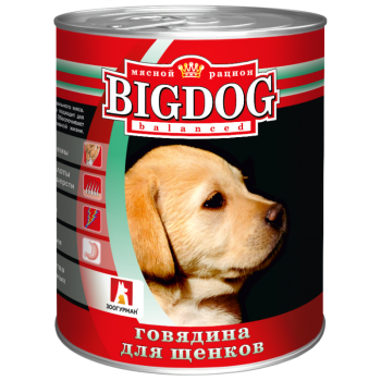 Влажный консервированный корм для щенков Big Dog (Биг Дог) Говядина 850гр