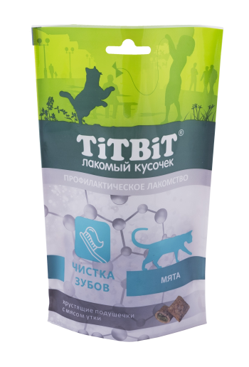 Лакомства для кошек чистка зубов TitBit (ТитБит) Хрустящие подушечки Утка 60гр